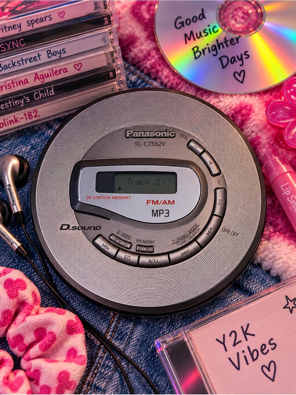 Panasonic SL-CT582V Portable MP3 CD Player Discman AM/FM Radio Tuner Tested Work